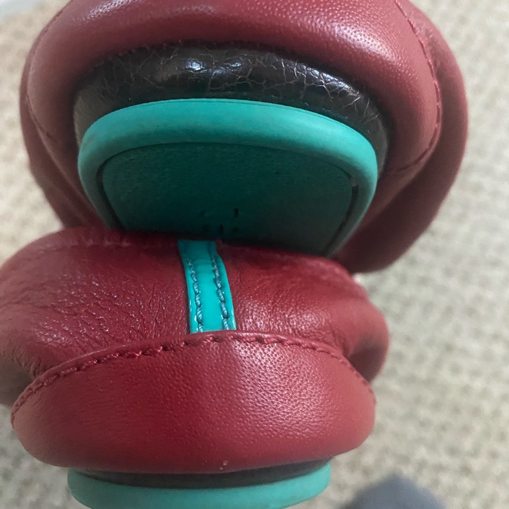 Tieks Red Leather Flats with Turquoise Accent - Picture 7 of 7